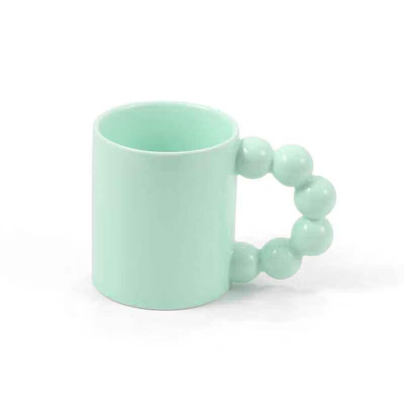 Macaron Beaded Handle Ceramic Mug
