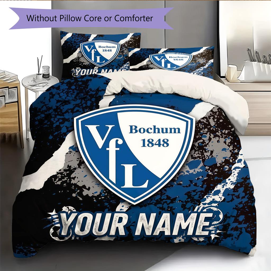 Custom Name VfL Bochum Pattern Bedding Quilt Set Home Decoration Gift (1 * duvet cover + 2 * pillowcase without core)