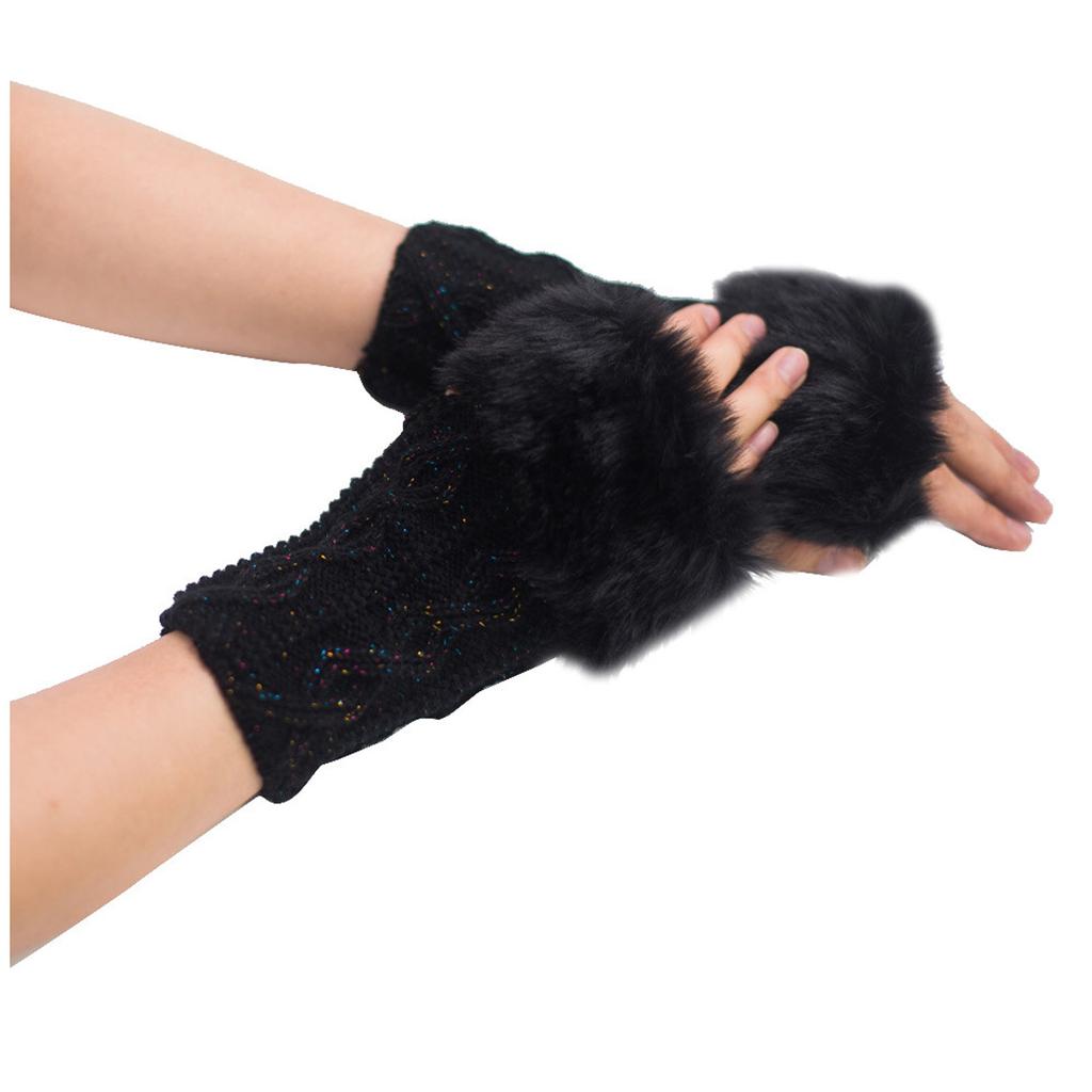 Women Girl Keep Warm Winter Faux Wrist Fingerless Gloves Mittens