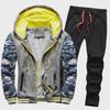 Men's Winter Thick Velvet Camouflage Sports Sweater Set, Plus Size D66