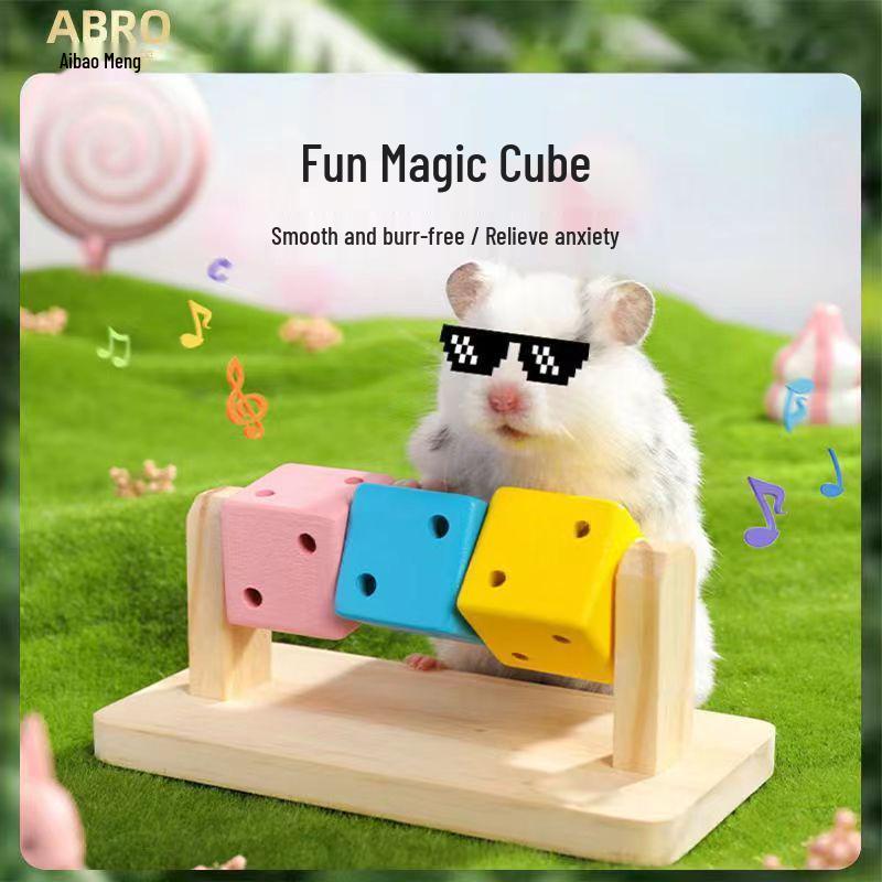 Colorful Solid Wood Hamster Teething & Nesting Cube