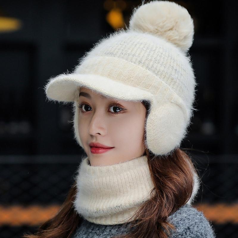 Hat Balaclava Set Beanie Scarf Set Winter Warm Knit Hat Scarf Set Skullies Beanie Men Ear Head-Neck Cover Ski Beanie Hat