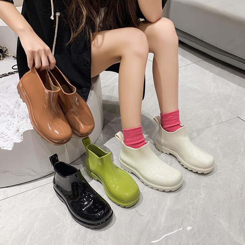 Long Chan Platform Ankle Rain Boots
