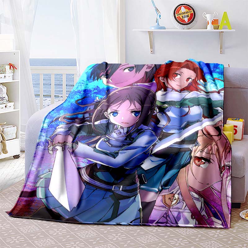 Die 3D-gedruckte "Sword Art Online" Flanelldecke ist warm, bequem und weich, geeignet für den Einsatz in Schlafzimmern, Betten, Sofas, 001