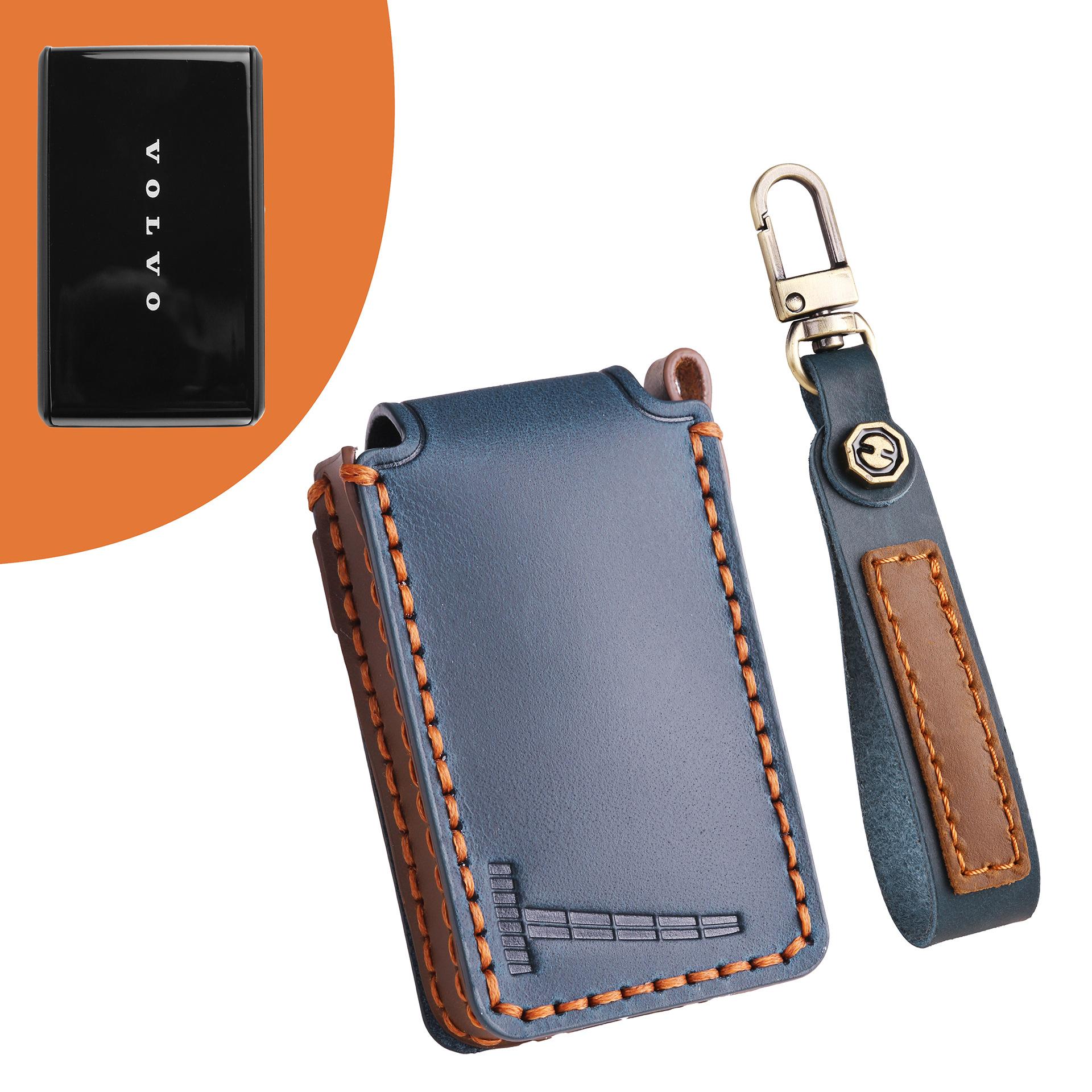 

Применимо к чехлу для ключа Bluetooth Volvo EX30, кожаный новый чехол для ключа-пульта управления автомобилем Volvo ex30 синий