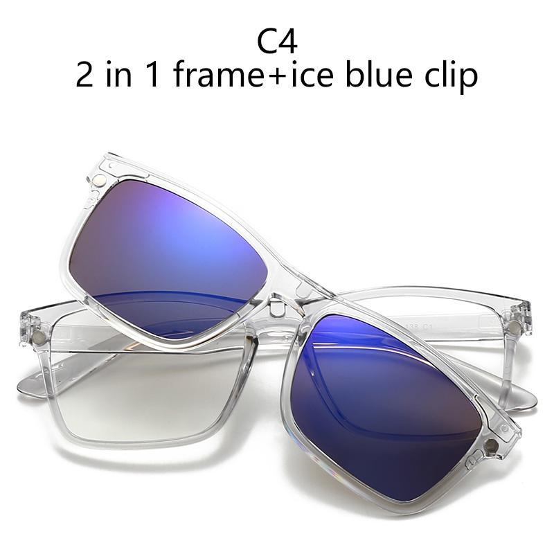 Magnetic Clip-On Sunglasses With Polarized Light Multiple Lens Pieces Transparent Grey Glasses Colorful Sunglasses Nearsighted