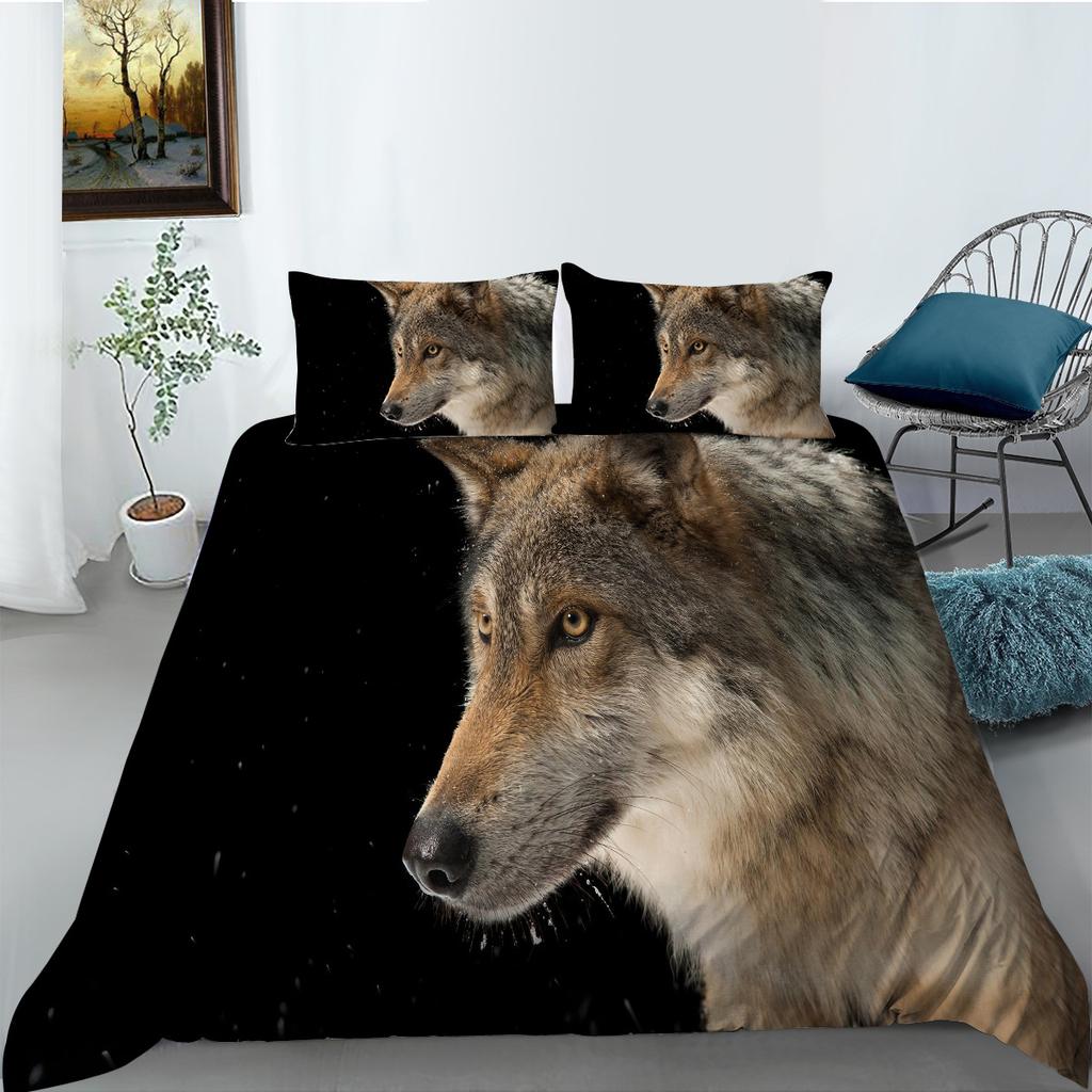 Cool Wolf Series Polyester Quilt Cover Pillowcase Two Or Three Piece Digital Printing