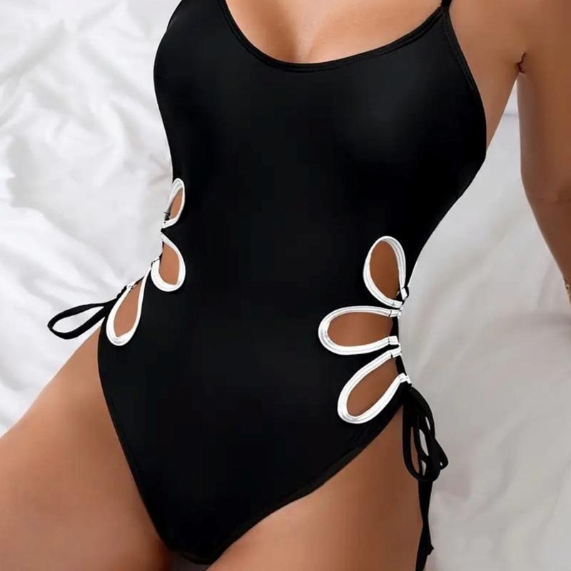 Modischer Badeanzug mit Ausschnitt für Damen 1-teiliger Badeanzug Damen Push-Up Badeanzug Cutout Bademode Strandbekleidung