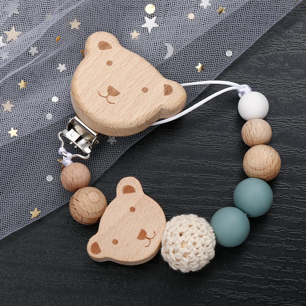 

2Pcs New Chew Silicone Beads Pacifier Clips Dummy Chain Holder Newborn Soother Chains Nipple Holder Infant Teething Toys Gifts