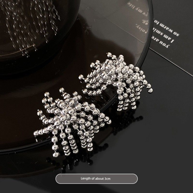 

Elegant Fancy Fireworks Tassel Earrings for Women Exaggerated Niche Style Design Ear Studs 2025 New Arrival Personality Affordable Luxury Earrings Fireworks tassel earrings/pair