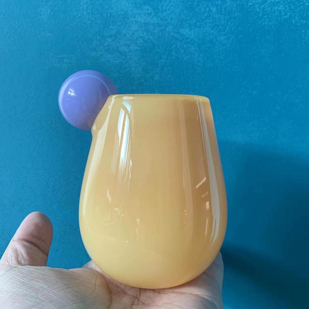 Cute Candy Colored Glass Cup, Creative Small Ball Milk Juice Cups, Women's Colorful Bubble Ball Cup, Heat-resistant Coffee Mug