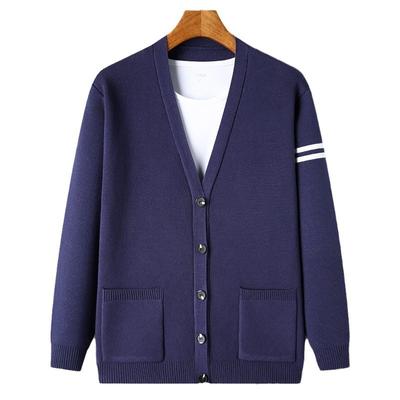 Cardigan da uomo autunnale Giacca a maglia Maglione largo da uomo per giovani e di mezza età Giacca maglione taglia grande