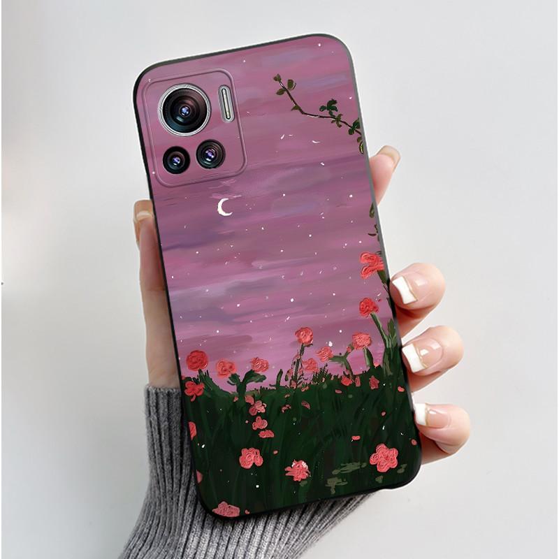 Casing For Motorola Edge 30 Ultra / Edge X Cover Aesthetic Fashion Cute Cat Astronaut Black Soft Silicone Shockproof TPU Case