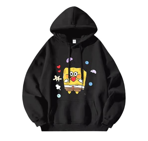 

Новые наряды для пар 2025 года, мультяшные наряды для пары с Губкой Бобом, осенние наряды, свободные худи для мужчин и женщин 3XL