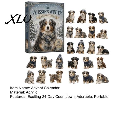 Australian Shepherd Advent Calendar The Aussie's Winter Calendar, 24-Day Countdown Acrylic Ornament Set Holiday Surprise Gift for Dog Lovers with Mini