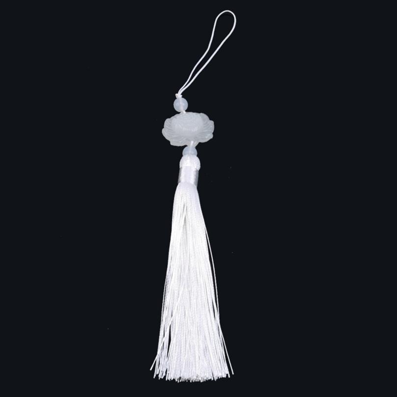 White Jade Lotus DIY Jewelry Curtain Clothes Decorative Accessories Key Car Bag Hanger Craft Tassels