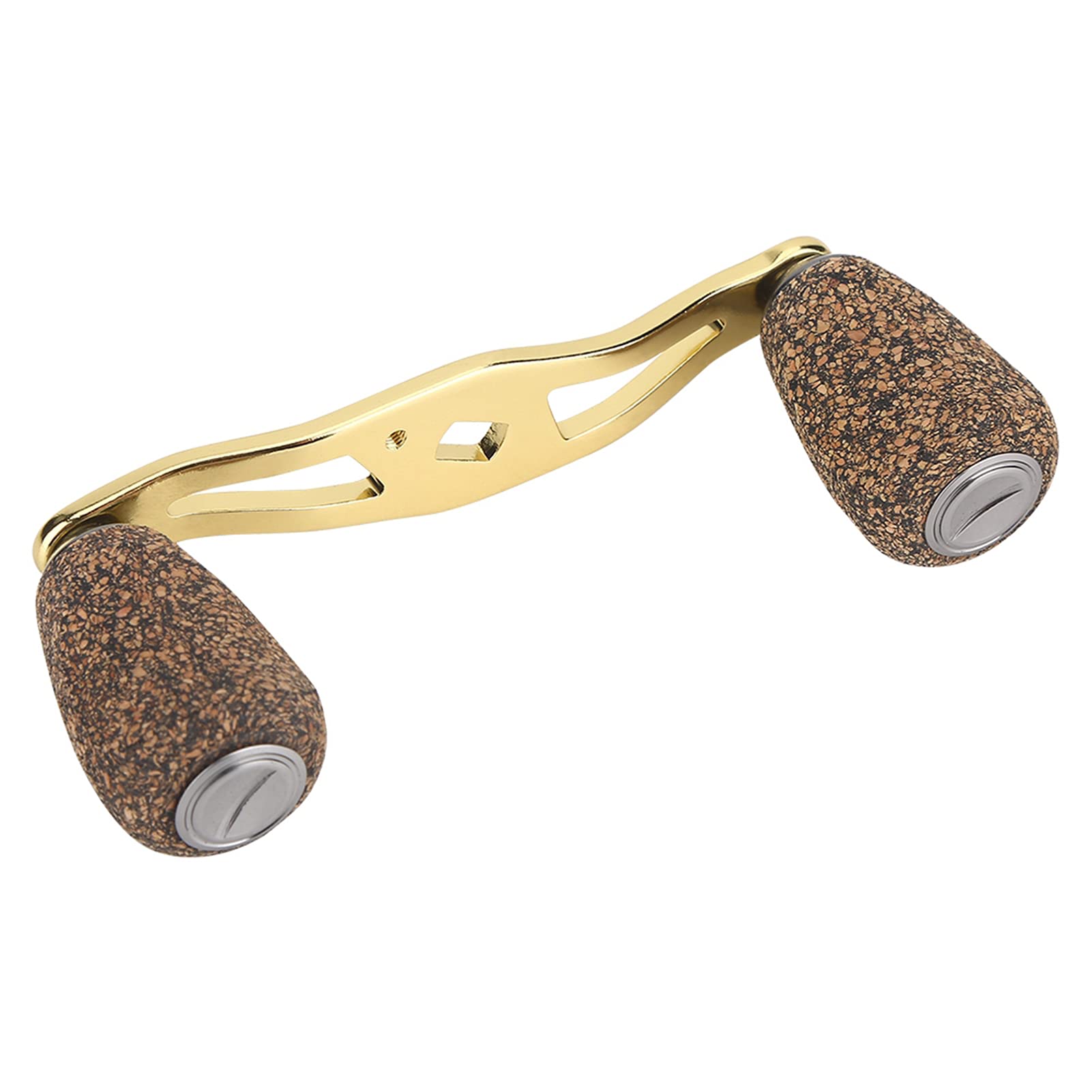 

Ongwan Reel Handle, Double Handle, 85mm, Wooden Knob, Metal Frame, with Replacement Fittings, for Casting and Spinning Reels (Gold)