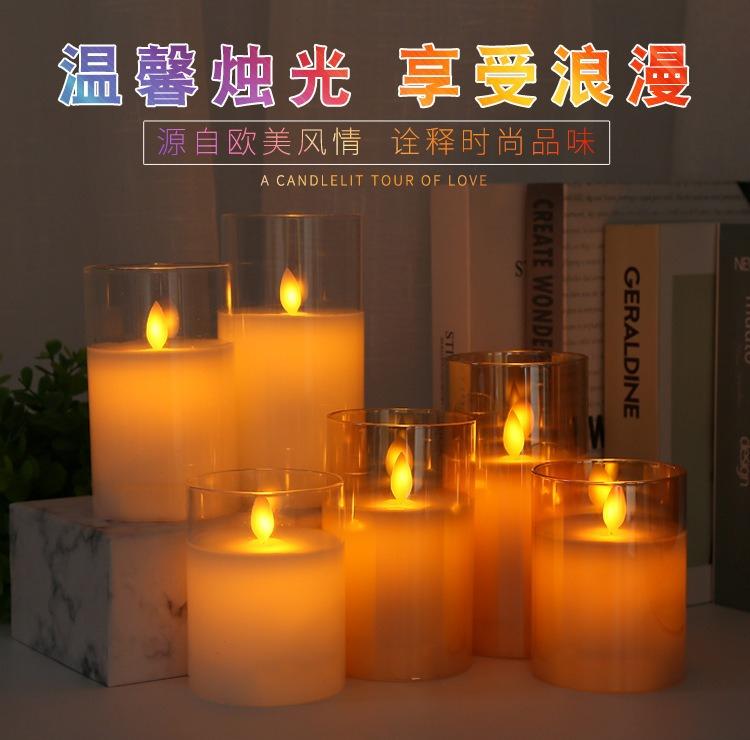 LED Electronic Candle Imitation Swing Acrylic Glass Wax Candle for Christmas, Birthday, Wedding Atmosphere Decoration