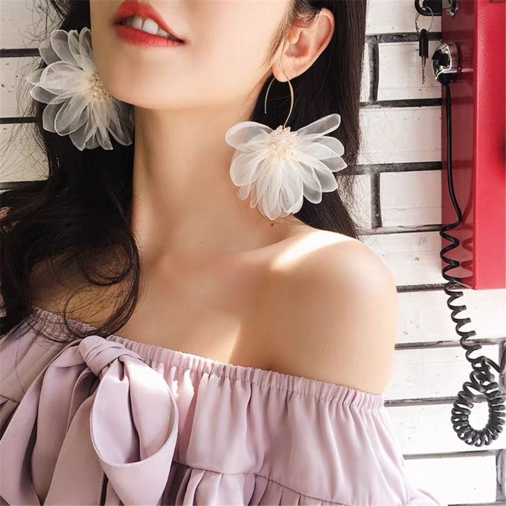 Mesh Flower Bohemian Beach Flower Drop Earrings Fresh Earrings Women Earrings Korean Style Jewelry
