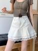 Women's High-Waisted Lace Patchwork Denim A-Line Mini Skirt - 2025 Summer Slimming Layered Design