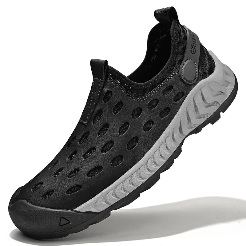 

38-46 Летняя мужская обувь с большими дышащими отверстиями, уличная повседневная обувь, обувь для пеших прогулок и альпинизма 38 чёрный