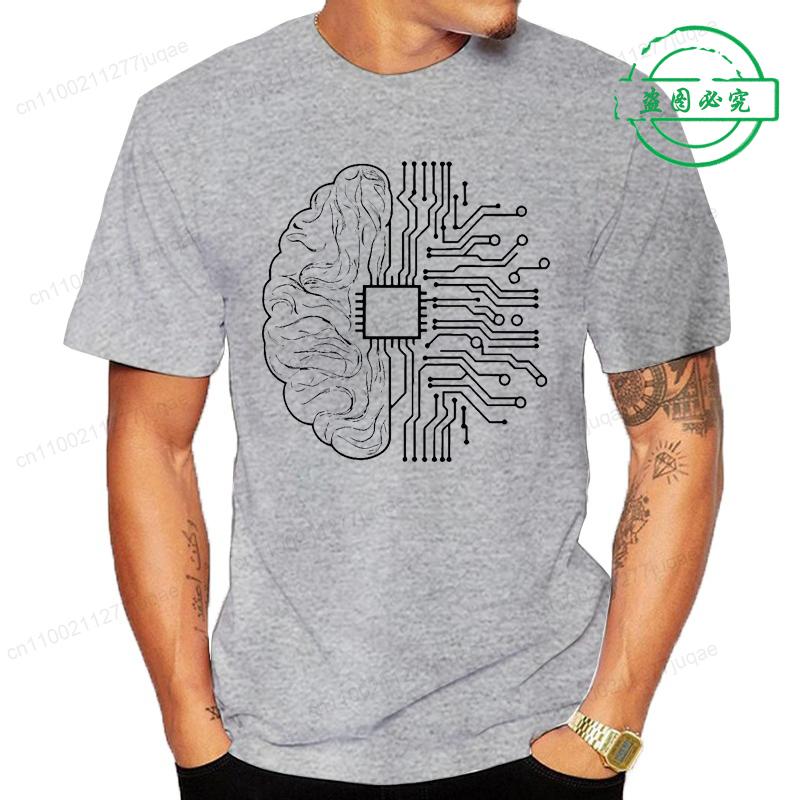 New Trend Men's Brain Technology Tee T-shirts Casual and Breathable Men's Clothing Cpu Computer T-Shirts Short Sleeve Tops Tees