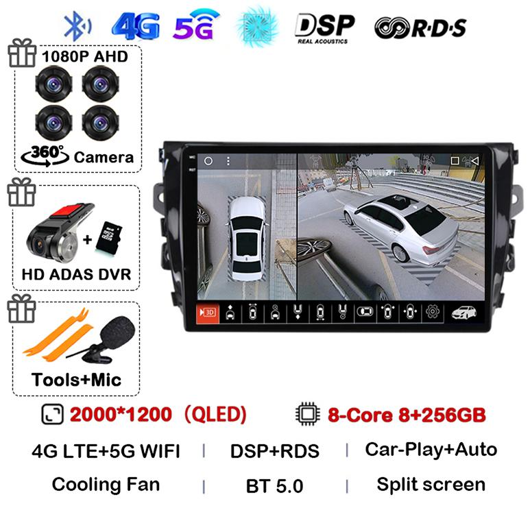 Android 14 Carplay Auto 4G WIFI For Zotye T600 2014-2019 Car Radio Multimedia Video Player Navigation Stereo GPS 360 Camera QLED