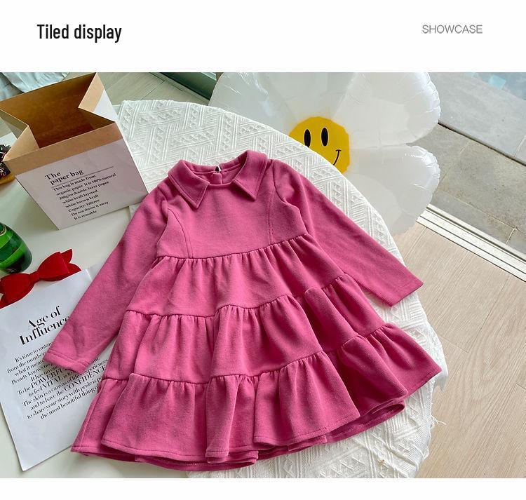 2024 Girls' Spring & Autumn Princess Dress with Korean Doll Collar - New Western Style Trend