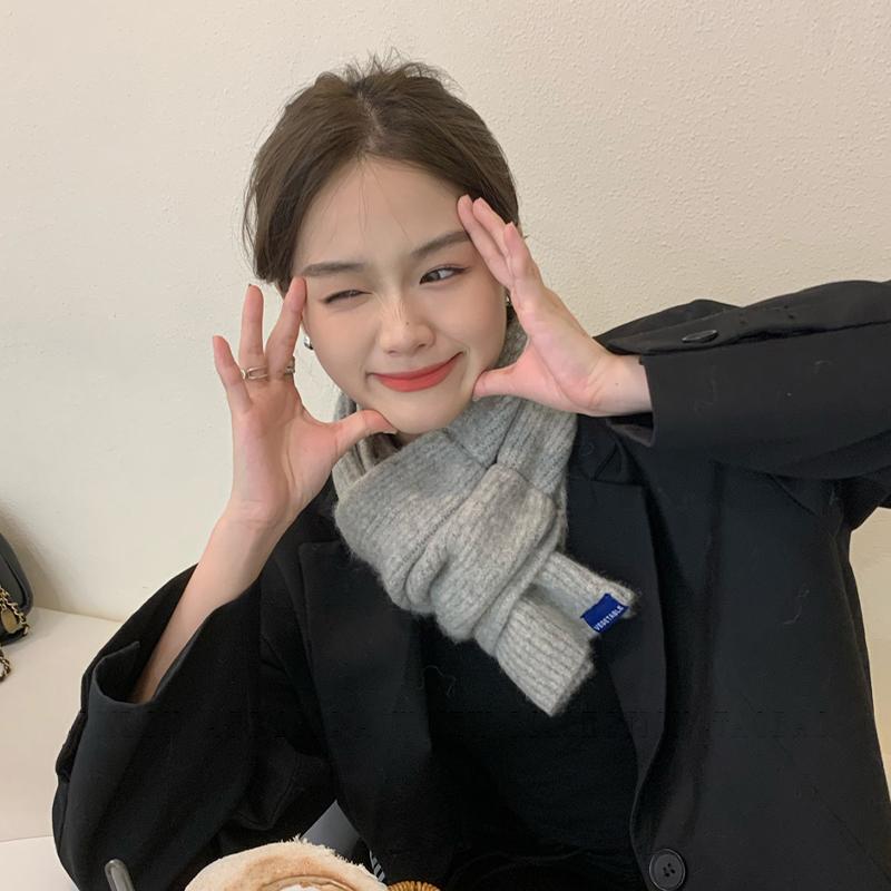 Neutral Short Solid Color Knitted Scarf Lazy Letter Autumn And Winter Warm Neck Protection Men And Women Mountaineering Scarf