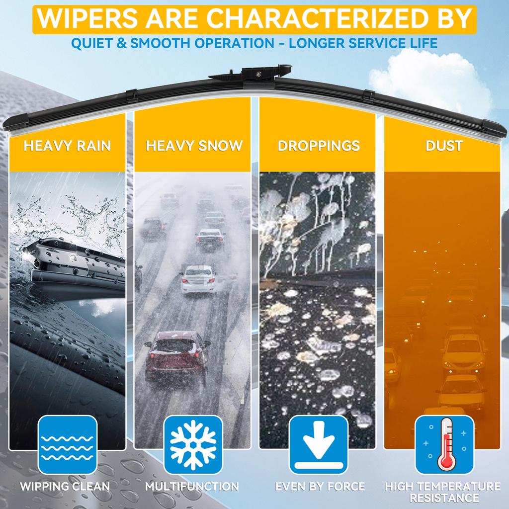 For BMW 5/6 Series E60 E61 E63 E64 2003 - 2010 Front Windshield Wiper Blades Windscreen Window 2004 2005 2007 2008 2009 Brush Wipers Blades 3