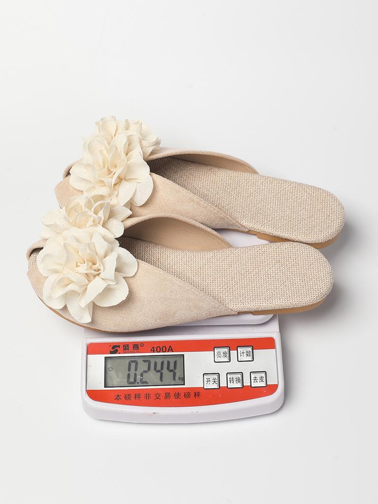 2025 summer hollow Korean version flat bottom outer wear half slippers women's flower casual bag head solid color slippers