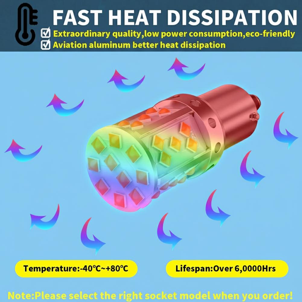 2pcs 7440/ 1156 150°/1156 180° LED Bulbs For Cars Turn Signal Lights Orange Amber Brake Light, Daytime Running Light