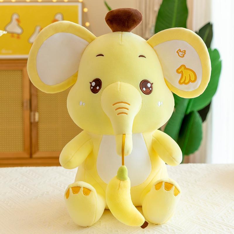Baby Elephant Doll Baby Baby Sleeping with Chewing Banana Elephant Doll Doll Plush Toy Birthday Gift Girl