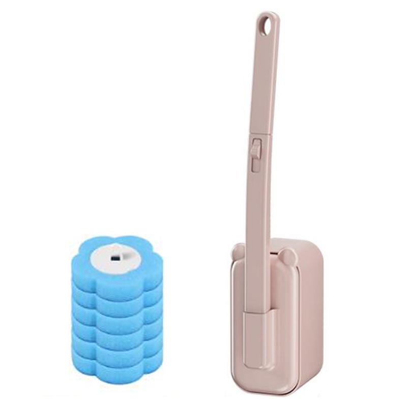 Disposable Toilet Brush Set Wall Mounted with Replaceable Refill Heads Cleaning Tool with Storage Holder Bathroom Cleaner Kit