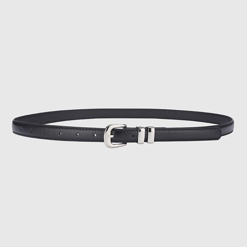 

Women s Summer Silver Buckle Thin Waist Leather Belt – Casual, Versatile, and Stylish Length 106cm, Width 1.8cm