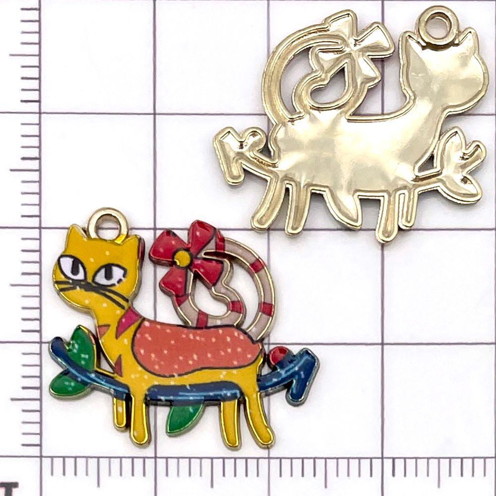 10 Colorful Enamel Alloy Cat Pendant Charms for DIY Jewelry