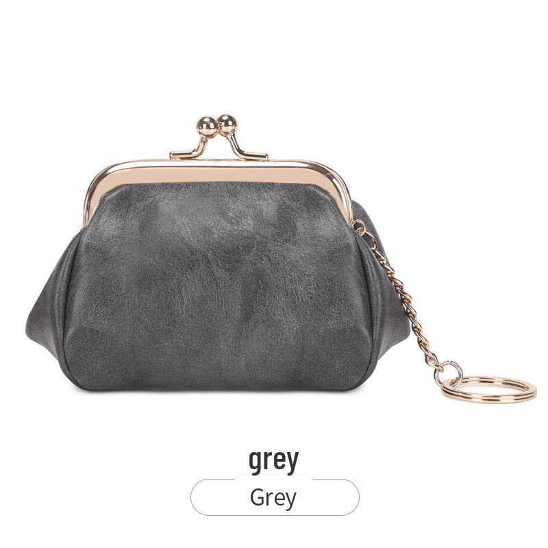 

2024 Ретро Милый Кошелек для Монет на Клипсе и Сумка для Ключей - Компактный и Универсальный Отсек для Помады серый