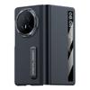 For Honor Magic V5 Case Top Grain Leather Hinge Protection Metal Kickstand Smart View Auto Sleep Wakeup Flip Cover