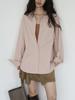 Autumn Light Pink Layered Loose Shirt Jacket - Korean Style Women's Fashion