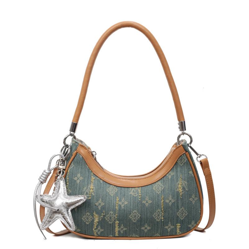 Niche denim bag women's new versatile messenger bag one shoulder underarm dumpling bag