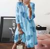 Large Size Women's Autumn Digital Printed Round Neck Long Sleeved Dress