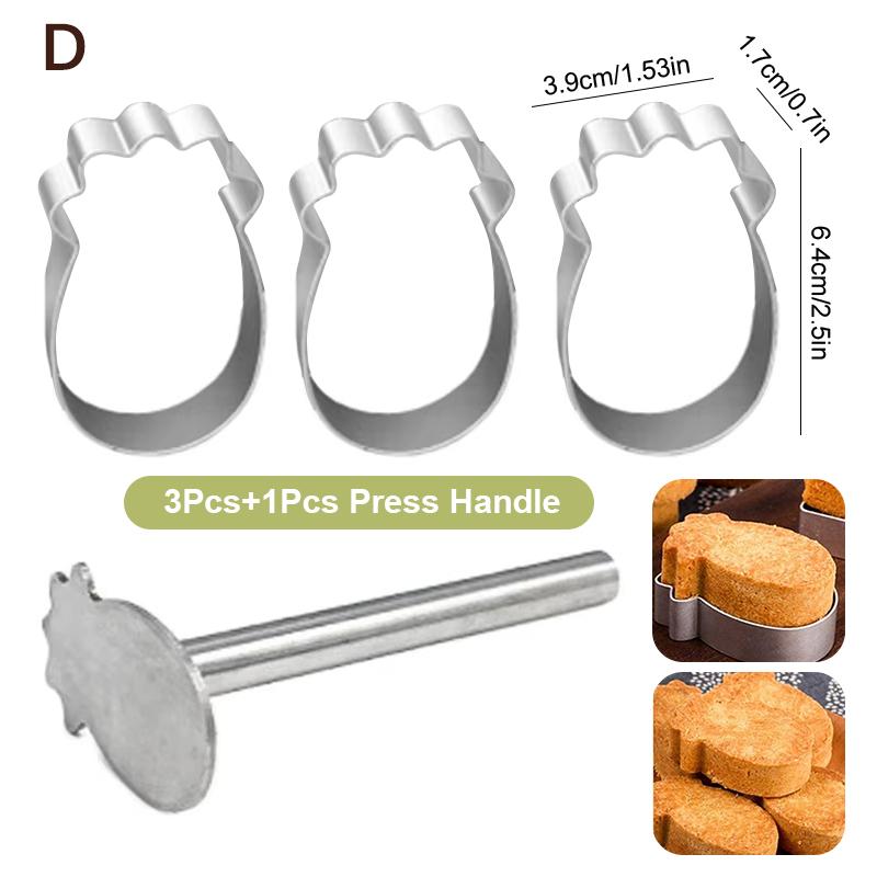 Rectangle Shape PineApple Cake Pie Biscuit Cutter Mold Stainless Steel Pulburon Molder With Pusher Cake Decorating Tools