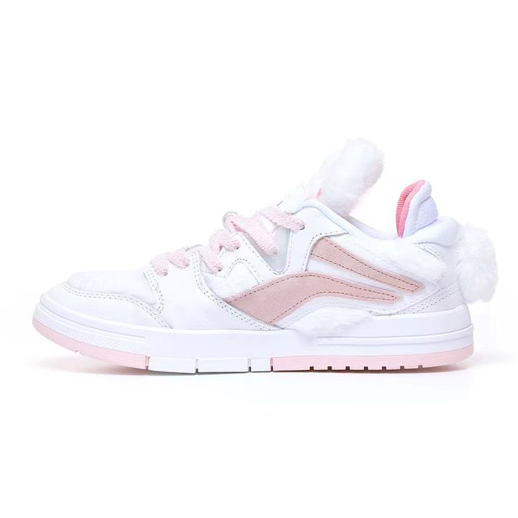 Li Ning Line Friends X  Weigu Pro Non-Slip Wear-Resistant Lightweight Low-Top Skate Shoes Women Sneakers White Pink AECR052-2