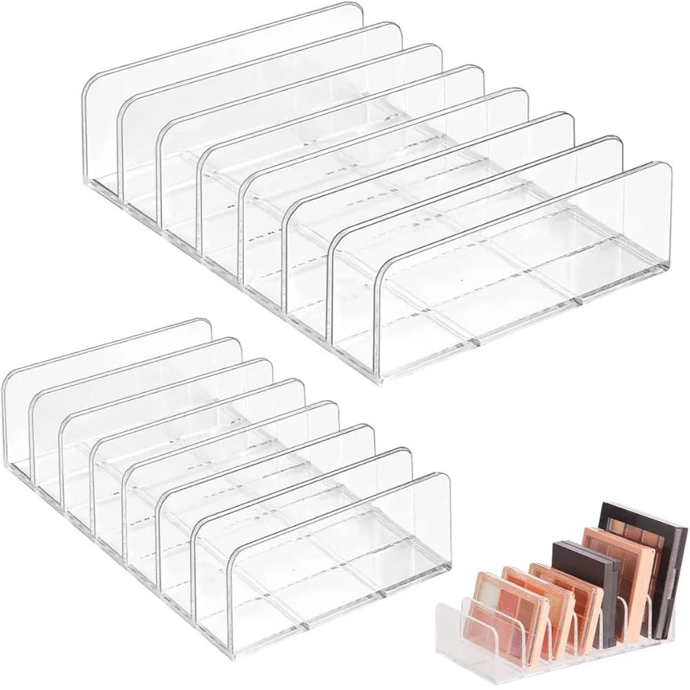 Klarer Acryl-Make-up-Organizer - Lidschattenpalette-Displayständer & 7-Schlitz-Lippenstifthalter Platzsparend für Schminktisch