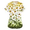 Women's Fashion V-neck Short Sleeve Workwear With Pockets Printed Tops