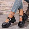 Spring/Autumn New Round Toe Square Heel Comfortable Casual Single Shoes Fashionable And Sexy Plus Size Mary Jane Shoes For Women