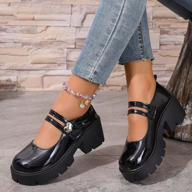 Spring/Autumn New Round Toe Square Heel Comfortable Casual Single Shoes Fashionable And Sexy Plus Size Mary Jane Shoes For Women