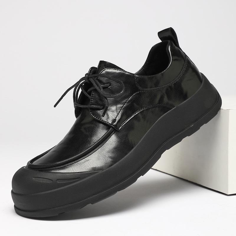 Spring New Designer Business Casual Shoes for Men Black Genuine Leather Shoes Male British Style Soft Sole Fashion Shoe Man