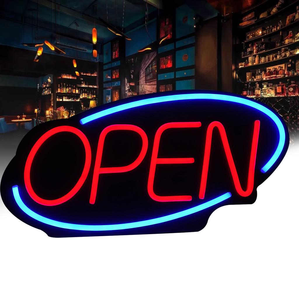 60x30cm Wall Sign "Open" Wall-Mounted Bar Light Sign, Modern Neon Sign,30W Adjustable Brightness 10-100%, Dimmable LED Open Sign