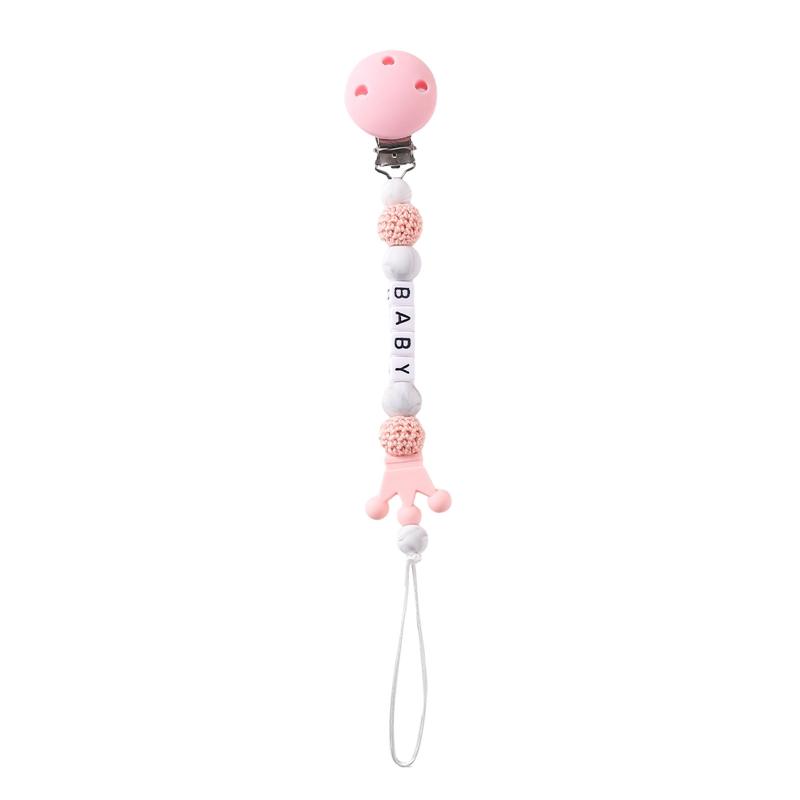Wooden Personalized Baby Pacifier Chain Bpa Free Crochet Bunny Pacifier Clip Newborn Nipple Holder Teething Baby Accessory Gifts